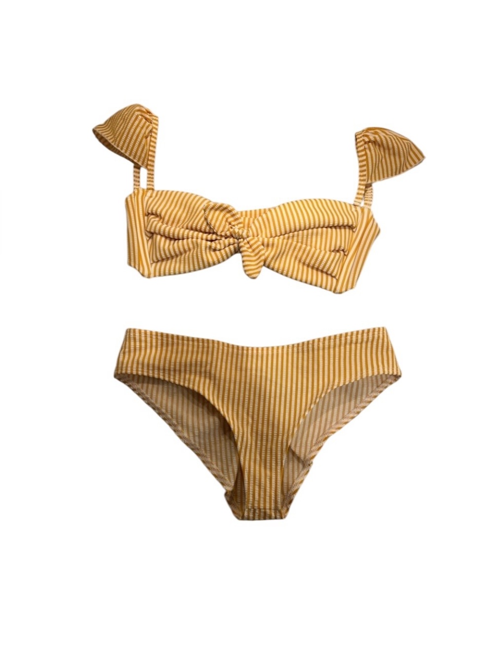 Montce Yellow Canary Stripe Cabana & Lulu Bikini Set, Size S